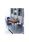 Maxi Barok 70x110 Cm Sabit Yemek Masası , Mutfak Masa Takımı 4 Kişilik Masa Sandalye Takımı - Antrasit