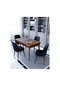 Maxi Barok 70x110 Cm Sabit Yemek Masası , Mutfak Masa Takımı 4 Kişilik Masa Sandalye Takımı - Siyah