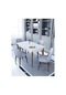 Maxi Beyaz 70x110 Cm Sabit Yemek Masası , Mutfak Masa Takımı 4 Kişilik Masa Sandalye Takımı - Gri