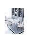 Ovo Beyaz 80x130 Cm Açılır Yemek Masası , Mutfak Masa Takımı 4 Kişilik Masa Sandalye Takımı - Krem