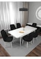 Riff Aytaşı 80x130 Cm Açılır Yemek Masası , Mutfak Masa Takımı 6 Kişilik Masa Sandalye Takımı - Siyah
