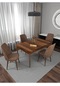 Riff Barok 80x130 Cm Açılabilir 4 Kişilik , Yemek Masası , Mutfak Masa Takımı Yemek Masası Takımı - Kahverengi