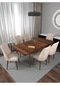 Riff Barok 80x130 Cm Açılabilir 6 Kişilik , Yemek Masası , Mutfak Masa Takımı Yemek Masası Takımı - Krem