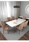 Riff Beyaz 80x130 Cm Açılabilir 6 Kişilik , Yemek Masası , Mutfak Masa Takımı Yemek Masası Takımı - Cappucino