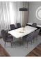 Riff Beyaz 80x130 Cm Açılabilir 6 Kişilik , Yemek Masası , Mutfak Masa Takımı Yemek Masası Takımı - Gri