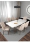 Riff Beyaz 80x130 Cm Açılabilir 6 Kişilik , Yemek Masası , Mutfak Masa Takımı Yemek Masası Takımı - Krem