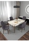 Riff Efes 80x130 Cm Açılır Yemek Masası , Mutfak Masa Takımı 4 Kişilik Masa Sandalye Takımı - Gri