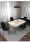Riff Efes 80x130 Cm Açılır Yemek Masası , Mutfak Masa Takımı 4 Kişilik Masa Sandalye Takımı - Siyah