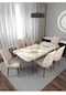 Riff Efes 80x130 Cm Açılır Yemek Masası , Mutfak Masa Takımı 6 Kişilik Masa Sandalye Takımı - Krem