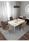 Riff Raw Efes 80x130 Cm Açılır Yemek Masası , Mutfak Masa Takımı 4 Kişilik Masa Sandalye Takımı - Kahverengi