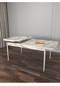 Riff Raw Efes 80x130 Cm Açılır Yemek Masası , Mutfak Masa Takımı 6 Kişilik Masa Sandalye Takımı - Kahverengi