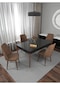 Riff Siyah 80x130 Cm Açılabilir 4 Kişilik , Yemek Masası , Mutfak Masa Takımı Yemek Masası Takımı - Kahverengi