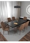 Riff Siyah 80x130 Cm Açılabilir 6 Kişilik , Yemek Masası , Mutfak Masa Takımı Yemek Masası Takımı - Kahverengi