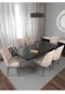 Riff Siyah 80x130 Cm Açılabilir 6 Kişilik , Yemek Masası , Mutfak Masa Takımı Yemek Masası Takımı - Krem