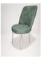 2 Adet Metal Krom Ayaklı Çizgili Sandalye Yeşil