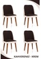 Haman 4 Adet Alfa Serisi Baby Face Kumaş Ahşap Gürgen Ayakli Sandalye Kahverengi-krem Model