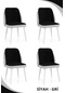 Haman 4 Adet Alfa Serisi Babyface Kumaş Beyaz Ahşap Gürgen Ayaklı Sandalye Gri-siyah