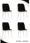 Haman 4 Adet Alfa Serisi Babyface Kumaş Beyaz Ahşap Gürgen Ayaklı Sandalye Siyah-krem