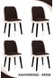 Haman 4 Adet Alfa Serisi Babyface Kumaş Siyah Ahşap Gürgen Ayaklı Sandalye Kahverengi-krem