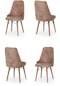 Haman 4 Adet Elif Serisi Ahşap Gürgen Ayaklı Mutfak Sandalyeleri Kahverengi