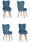 Haman 4 Adet Lord Nubuk Serisi Ahşap Gürgen Ayaklı Mutfak Sandalyeleri Kobalt Mavi