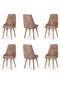 Haman 6 Adet Elif Serisi Ahşap Gürgen Ayaklı Mutfak Sandalyeleri Kahverengi