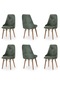 Haman 6 Adet Elif Serisi Ahşap Gürgen Ayaklı Mutfak Sandalyeleri Yeşil