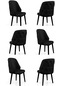 Haman 6 Adet Lexus Serisi Babyface Kumaş Siyah Ahşap Gürgen Ayaklı Mutfak Sandalyeleri Siyah Model