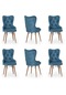 Haman 6 Adet Lord Nubuk Serisi Ahşap Gürgen Ayaklı Mutfak Sandalyeleri Kobalt Mavi