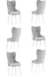 Haman 6 Adet Lord Serisi Babyface Kumaş Beyaz Ahşap Gürgen Ayaklı Mutfak Sandalyeleri Gri