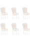 Haman 6 Adet Safir Serisi Babyface Kumaş Beyaz Ahşap Gürgen Ayaklı Mutfak Sandalyeleri Krem
