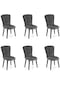 Haman 6 Adet Safir Serisi Babyface Kumaş Siyah Ahşap Gürgen Ayaklı Mutfak Sandalyeleri Antrasit Gri