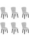 Haman 6 Adet Safir Serisi Babyface Kumaş Siyah Ahşap Gürgen Ayaklı Mutfak Sandalyeleri Gri
