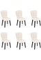 Haman 6 Adet Safir Serisi Babyface Kumaş Siyah Ahşap Gürgen Ayaklı Mutfak Sandalyeleri Krem