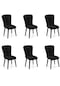 Haman 6 Adet Safir Serisi Babyface Kumaş Siyah Ahşap Gürgen Ayaklı Mutfak Sandalyeleri Siyah