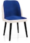 Haman Alfa Serisi Sandalye Babyface Kumaş Ahşap Gürgen Ayaklı Sandalye 1 Adet Lacivert-krem Siyah