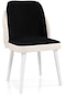 Haman Alfa Serisi Sandalye Babyface Kumaş Ahşap Gürgen Ayaklı Sandalye 1 Adet Siyah-krem