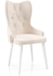 Haman Hs-01 Serisi Baby Face Kumaş Beyaz Ahşap Gürgen Ayakli Sandalye 1 Adet Krem