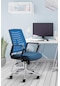 Asbir Mobilya Metis Metal Ayaklı Çalışma Koltuğu Ofis Sandalyesi Mavi Gri