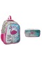 İlkokul Kaliteli Kız Sırt Çantası Beslenmeli Çanta Flamingo Set