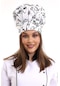 Beyaz Merdane Desenli Aşçı Mantar Şapka - Unisex-Standart-Tek Parça