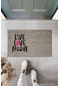 Dijital Baskı Gri Pembe Kalpli Kılçıklı Love Meow Dekoratif Kapı Paspası K-2047