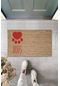 Dijital Baskı Kahverengi Kırmızı Kalpli Dogs Dekoratif Kapı Paspası K-2072