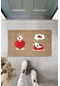 Dijital Baskı Kahverengi Kırmızı Kalpli Rüya Gören Köpekler Dekoratif Kapı Paspası K-2012