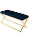 Varcera Gold - Mavi Kapitoneli Chester Model Puf & Bench & Koltuk & Oturma Bankı & Yatak Odası Takımı Önü