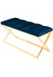 Varcera Gold - Mavi Kapitoneli Dilimli Model Puf & Bench & Koltuk & Oturma Bankı & Yatak Odası Takımı Önü