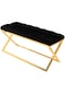 Varcera Gold - Siyah Kapitoneli Chester Model Puf & Bench & Koltuk & Oturma Bankı & Yatak Odası Takımı Önü