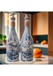 Mavi Japon İzleri Şarap Şişesi Yağdanlık Seti Mutfak Dekoru