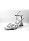 Beety 609 Gümüş Taşlı Abiye Topuklu Kadın Ayakkabı