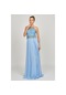 Doridorca Kadın Sırt Detaylı Dantelli Abiye Elbise 5928042 Mavi Mavi